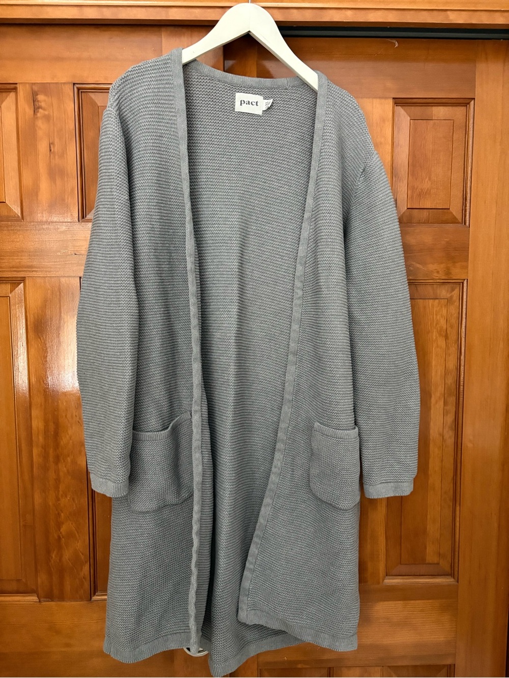 Pact Duster Long Open Front Knit Cardigan Gray Size Large/XLarge